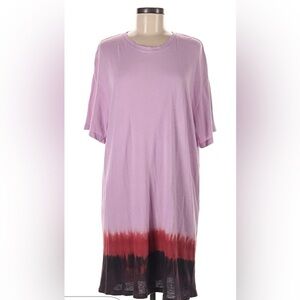 Raquel Allegra Purple and Red Gradient Short Sleeve Dress
